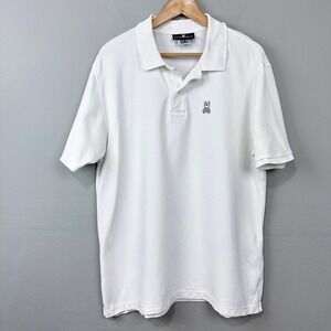 Psycho Bunny Polo Shirt Size XL 7 Pique‎ Knit Pima Cotton White *Flaws